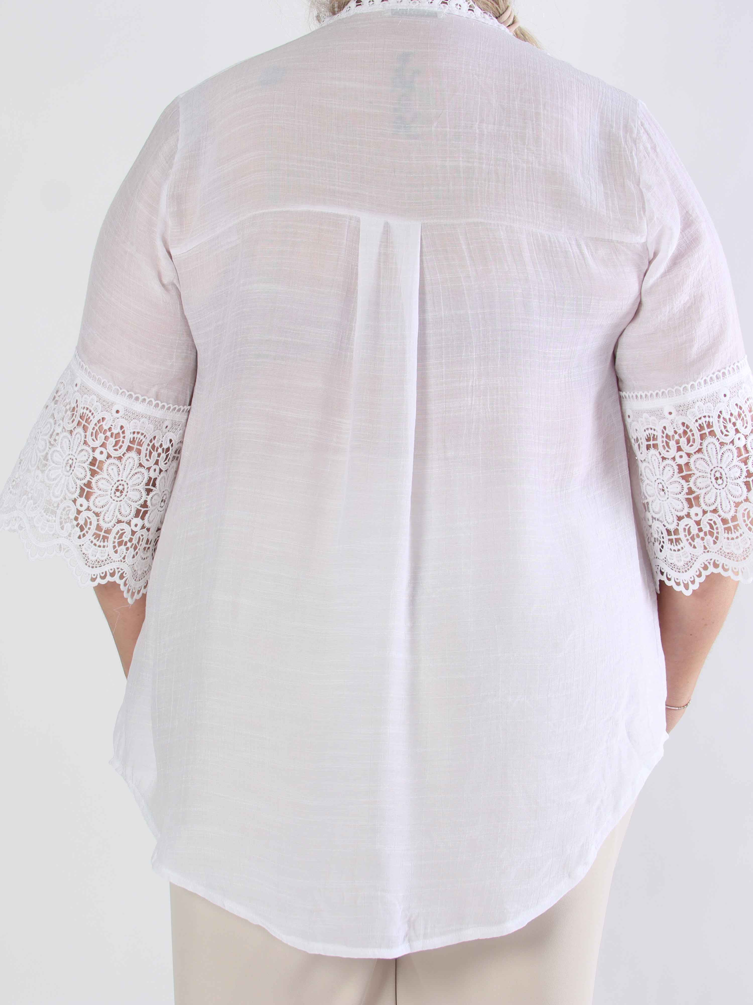 Alva - Sød plus size tunika med søde broderede ærmer